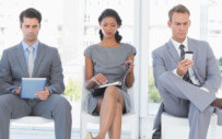 three people sitting