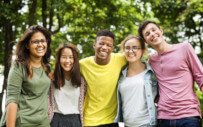Group of laughing students