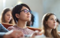 A student attends a career fair prep session.