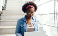 A computer science student works on a project.