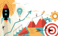 mashup of clip art images showing success