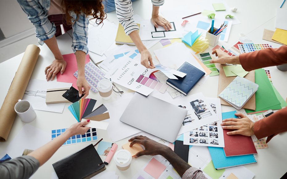 Group of people working at a table